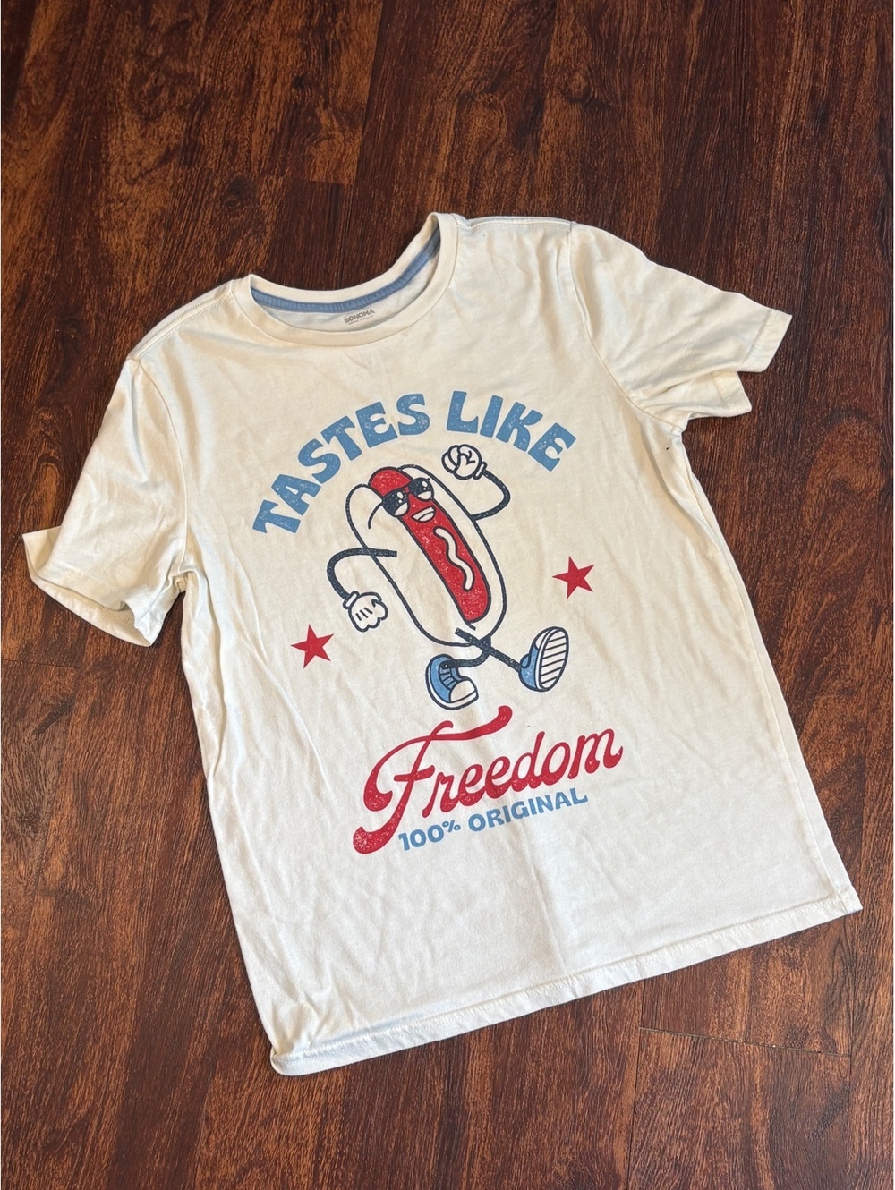 Sonoma Goods For Life Tastes Like Freedom Hot Dog Graphic T-Shirt XL July 4th